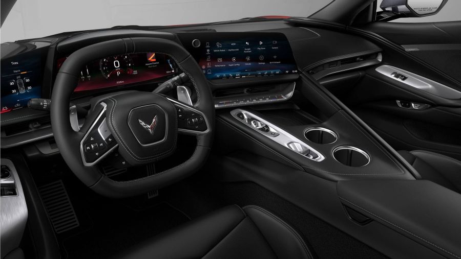 Chevrolet Corvette C8 Stingray interior, driver-focused cockpit and centre console